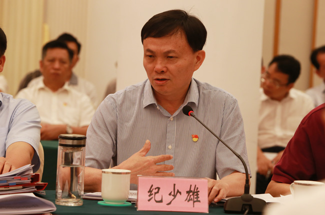 市委常委,组织部长纪少雄就有关事项发言.